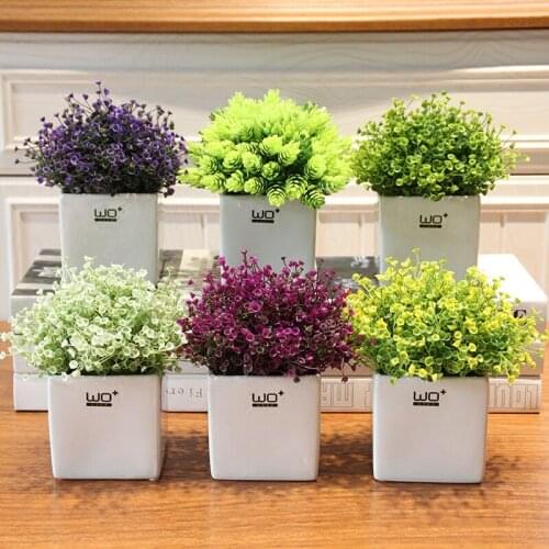 Top Quality Pineapple Grass Simulation Small Bonsai Artificial Flowers Green Plant Pot Wedding Home Decoration Accessories