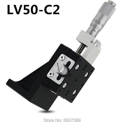 LV50-C2 Z Axis 50*50mm Manual Displacement Vertical-lift fine tuning platform Cross Roller Guide Linear Stage Sliding Table