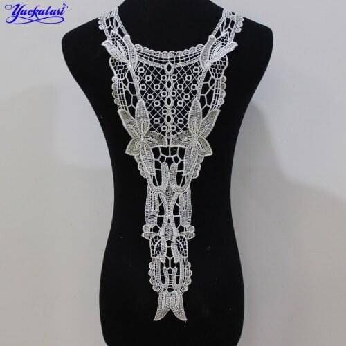 YACKALASI Garment Lace Collar 3d Floral Patches Print Flower Appliqued Sewing Trims For Dress Back