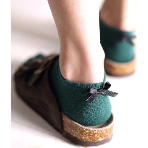 Womens Socks Lady Socks Cute Bow Cotton Solid Color Japanese Style Casual Breathable Women Fashion Short Ankle Socks For Girl