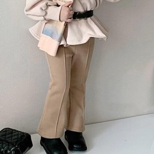 2020 Winter Korean Girl Flare Pants Girls Plus Fleece Pants Girls Thick Knit Pants Children Plus Fleece Flares