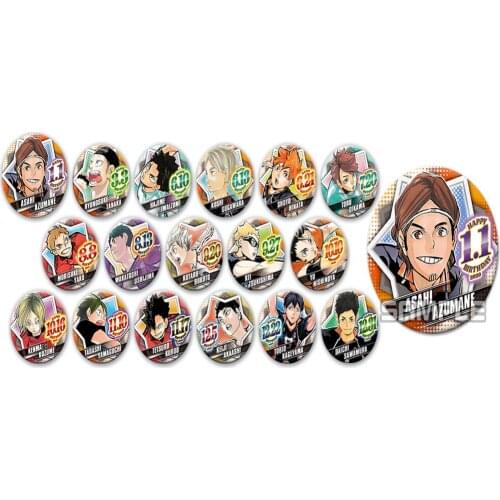 1pc Haikyuu Shoyo tobio Kenma Tooru Anime Haikyuu Nekoma 58mm Iron Icons Badges