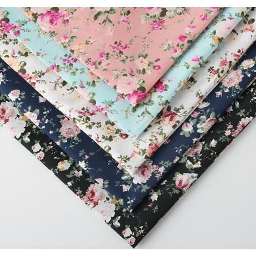 100*150cm Rose Floral Print Cotton Poplin Thin Fabrics for Sewing DIY Children Clothes Handmade Accessories By The Meter