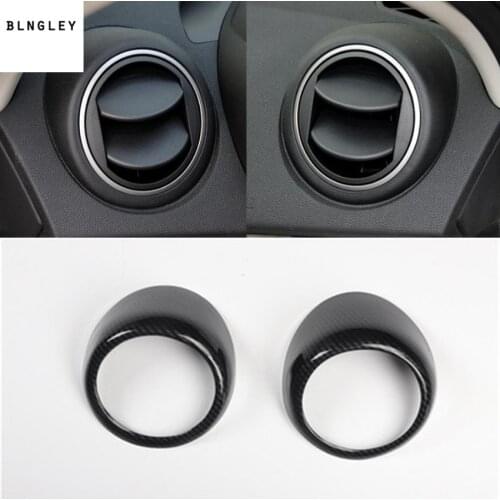 2pcs/lot Car stichers ABS Carbon fiber grain front both sides air conditioning outlet decoration cover for 2010-2013 Mazda 3