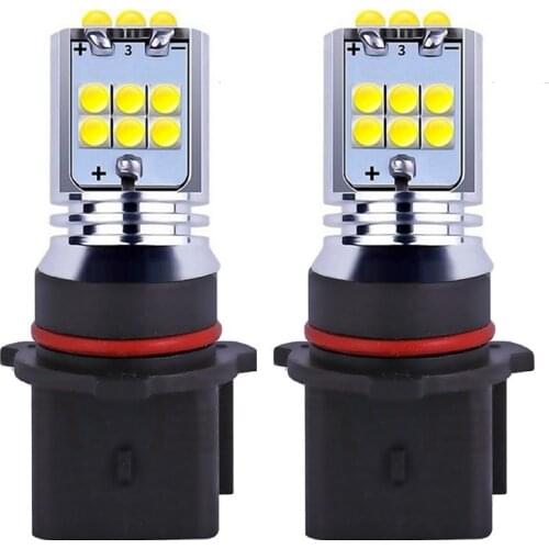 2Pcs P13W Super Bright 1800LM LED Car Front DRL Bulb Auto Driving Fog Lamp Daytime Running Lights 6000K White Yellow