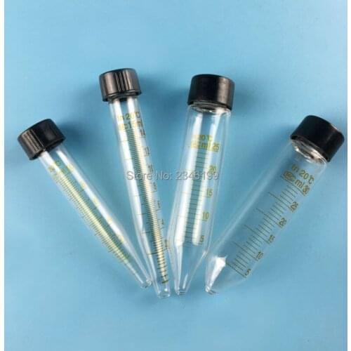 50pcs Clear Glass Bottle Centrifuge Test Tube With Scale Cap Lab Supplies High temperature Pressure For Experiments
