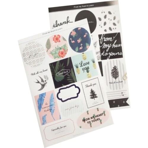 60pcs/pack Flamingo pineapple Black and White Elk Christmas Handmade Cake Packaging Sealing Label Kraft Sticker Party Supplies