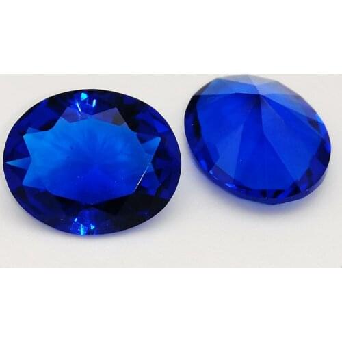 Free Shipping 50pcs/Lot Loose Borland Blue Glass Stone 2x3~13x18mm Oval Cut Synthetic Gems Beads For Fashion Jewelry