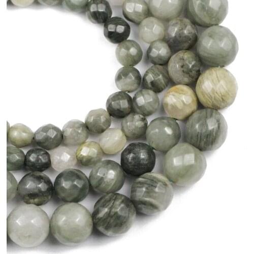 Faceted Natural Stone Smaragdite Taramite beads 6/8/10MM Round Loose beads for Jewelry making DIY bracelets necklace accessories