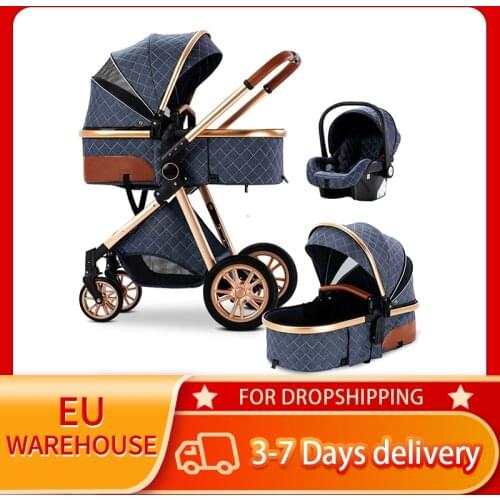 Baby Carriage Multi-functional 3 in 1 Baby Stroller High Landscape Reclining Light Folding Stroller With Car-Seat Newborn Cart