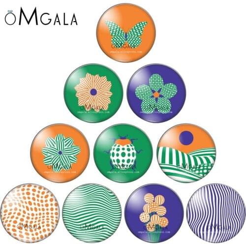 Beautiful Flower Butterfly Art Dots Patterns 12mm/14mm/18mm/20mm/25mm Round photo demo glass cabochon flat back Making findings