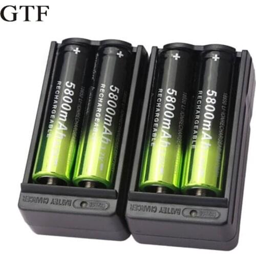 GTF 4 SUPPORT 18650 Batteries Li-Ion lithium battery 5800 mAh 3,7 rechargeable + 2 pieces EU/US battery charger to 18650