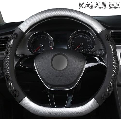 KADULEE Microfiber Leather Car Steering Wheel Cover For Mitsubishi ASX Outlander Lancer Pajero L200 Mirage Triton Attrage