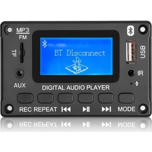 Kebidu DC 5V 12V MP3 WMA Player Wireless Bluetooth 5.0 Decoder Board With LED Screen Lyrics Display Decoding USB TF FM Radio