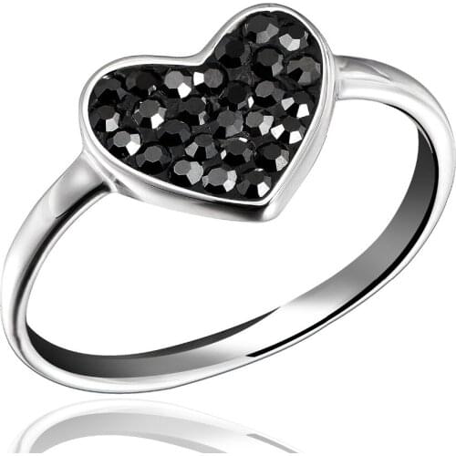 Dormith real 925 Sterling Silver rings Black/Grey/White Heart rings Crystal Rings with tail rings for women jewelry