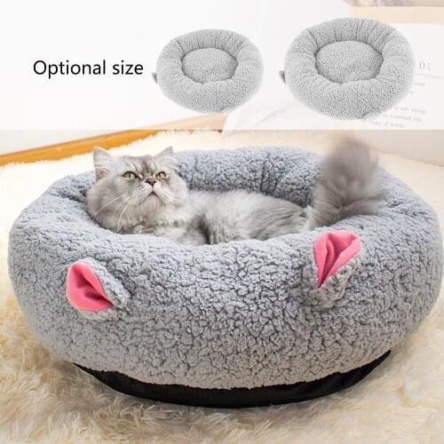 Cat Dog Bed for Pet Soft Washable Bolster Cashmere Bed for Cats Dogs Up To 20 KG Large Size Diameter 50/60CM Dog Accessories