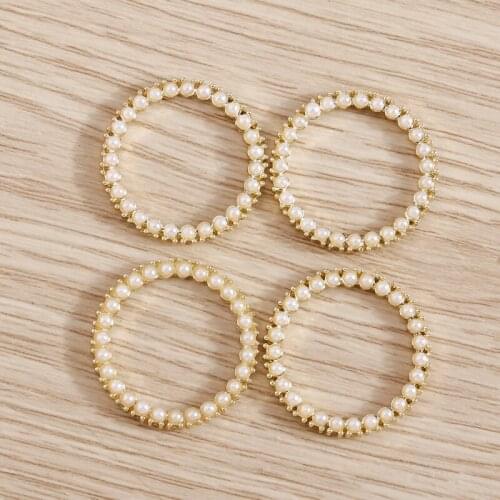 4pcs 20*20mm Round Hollow Charms Pendants Imitation Pearls Connector Handmade Necklace & Bracelet DIY Jewelry Making