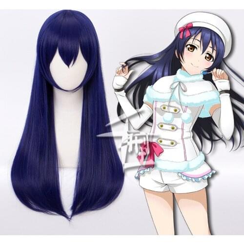 Love Live! Sonoda Umi Long Wig Mixed Dark Blue Cosplay Wig + Wig Cap LoveLive! Umi Sonoda costume play Heat Resistant