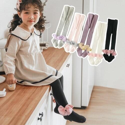 Cute Tights for Baby Girls Spring Autumn Lace Bowknot Children Pantyhose Ribbed Stockings Cotton Knitted Baby Girl Tights Kids