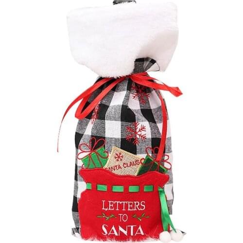 Fashion Lattice Design Christmas Gifts Stocking Hanging Xmas Tree Stocking Decor Santa Candy Presents Stocking Pocket Supplies