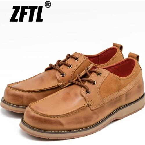 ZFTL New Men Martins shoes man casual shoes lace-up genuine leather non-slip Retro low-top shoes autumn male tooling shoes 0122