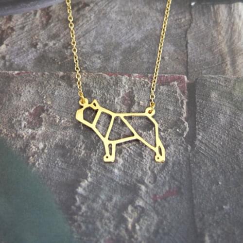 Wholesale Trendy French Bulldog Necklace Women Origami Statement Pendant Pet Jewelry 12pcs/lot