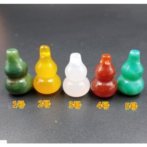 Drop shipping Natural Chalcedony Pendant Necklace 3D carved gourd Gift for Women Babys Crystal Jades Jewelry Free Rope