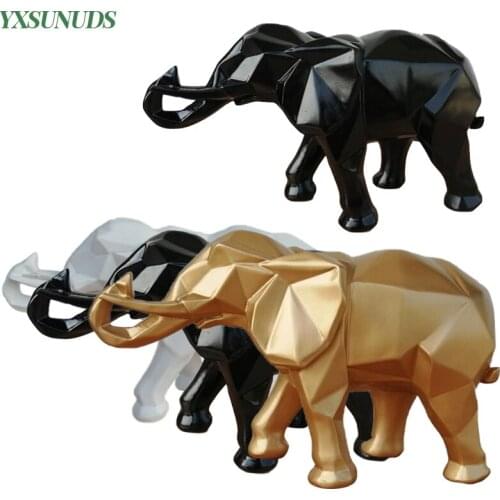 Nordic Resin Statue Geometric Elephant Ornaments Abstract Home Animal Sculpture Decoration Miniature Figurines Crafts Gifts