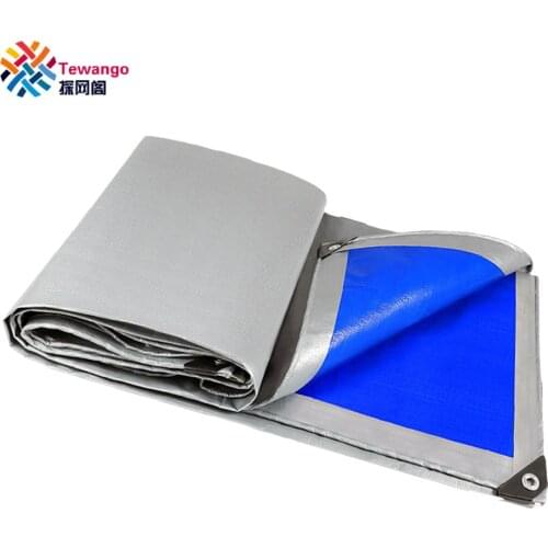 Tewango Silver +Blue Coated Water Resistant Tarp Heavy Duty Outdoor Rain Block Shade Sail Patio Truck Cover Film 180GSM