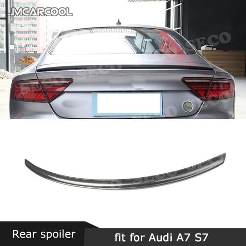Carbon Fiber Rear Spoiler Trunk Trim Sticker For Audi A7 S7 RS7 2013 - 2017 Car Boot External Decoration