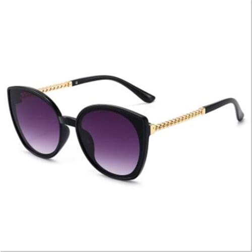 Woman cat eye sunglasses Metal gold chain temples Outdoor leisure glasses sun visor
