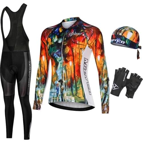Womens Tracksuit Cycling Jersey Set MTB Bike Clothing Roupas Femininas Bicycle Painting Wear Racing Long Shirt Deportiva 5D Gel