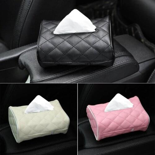 1PC Car Tissue Box Car Back Seat Leather Tissue Storage Box Hanging Sun Visor Tissue Box Paper Holder Auto Interior Accessories