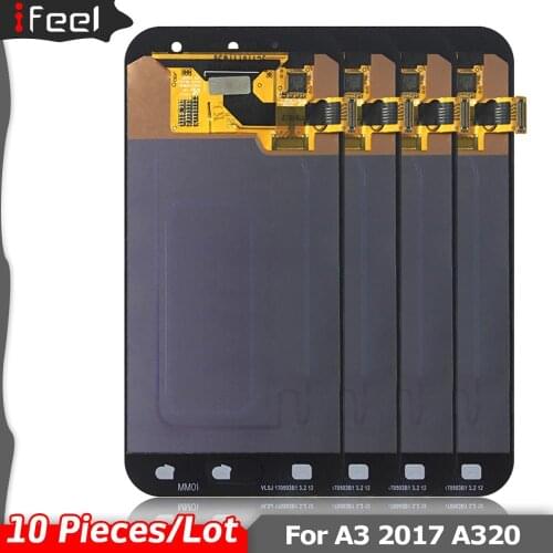 10 pieces/lot For Samsung Galaxy A3 A320 2017 A320F LCD Display Touch Screen Digitizer Super AMOLED LCD