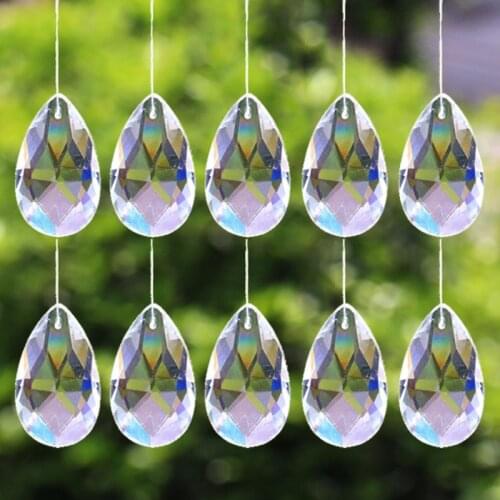 10Pcs 28mm Tear Drop Crystal Prism Suncatcher Clear Glass Chandelier Crystal Parts DIY Hanging Pendant Jewelry Spacer Faceted