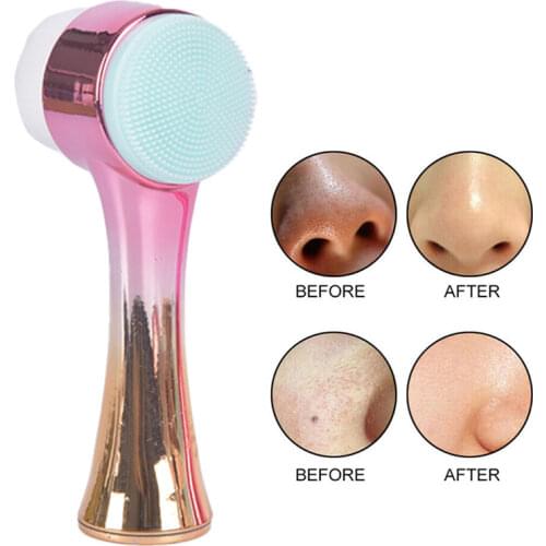 2 In 1 Double-Sided Silicone Skin Care Tool Massage Spin Facial Cleanser Brush Facial Cleansing Brush Facial Cleanser Brush New
