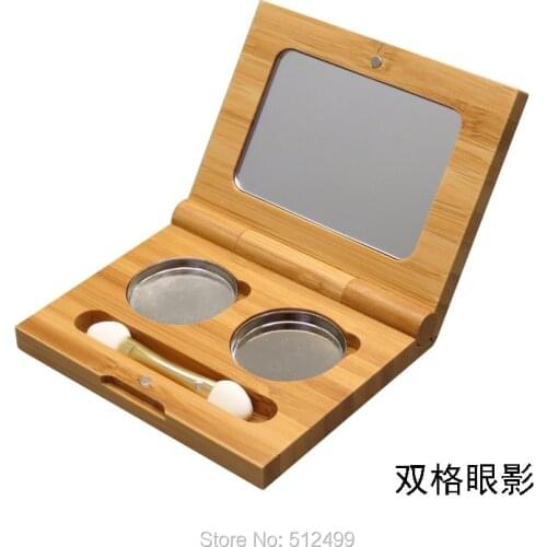 20pcs empty Bamboo eye shadow box Double lattice Magnetic Palette DIY Blusher Lipstick Lipgloss Pigment Cosmetic Makeup Tool