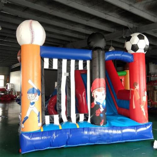 4*4m Outdoor Ball Game Sports Design Inflatable Mini Trampoline with Slide Bounce Slide 2 in 1