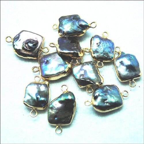 4pcs nature black freshwater pearl beads connectors size 12mm top diy beads accessories jewelry findings for necklace parts