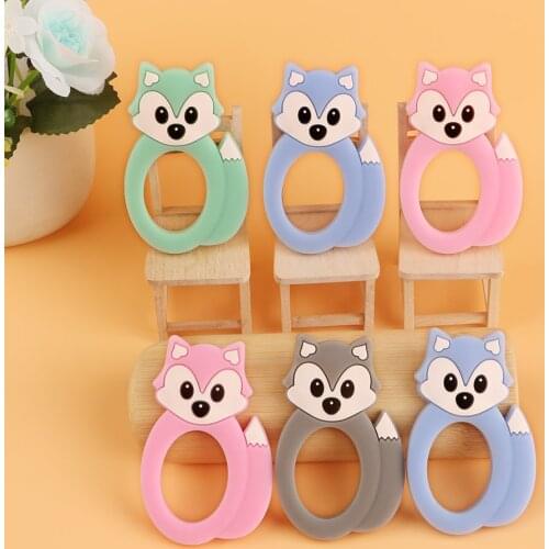 Kovict BPA Free 5/10pcs fox Silicone Baby Teether rodent Baby Teething Toys Chewable Animal Shape Baby Products Nursing Gift
