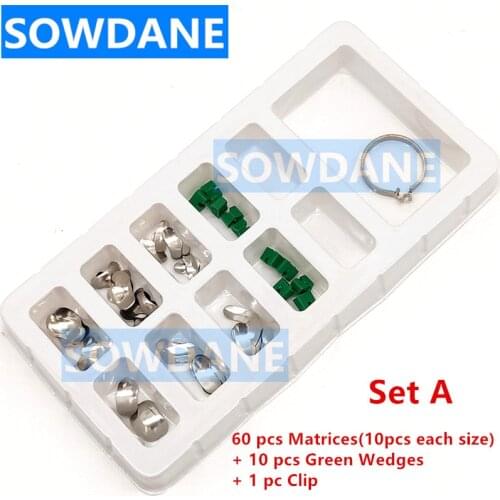 60Pcs/Set Dental Orthodontic Sectional Contoured Matrice Matrix Ring Delta Wedge Dental Matrices Spring Clip Dentist Ortho Tool