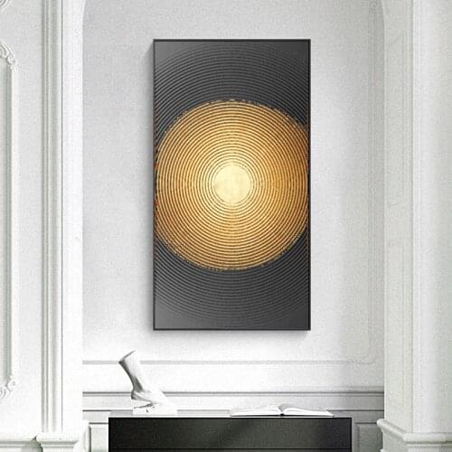 Abstract Nordic Geometric Circle Pattern Gold Canvas Print Wall Art Posters Decoration Paintings for Living Room Home Wall Decor