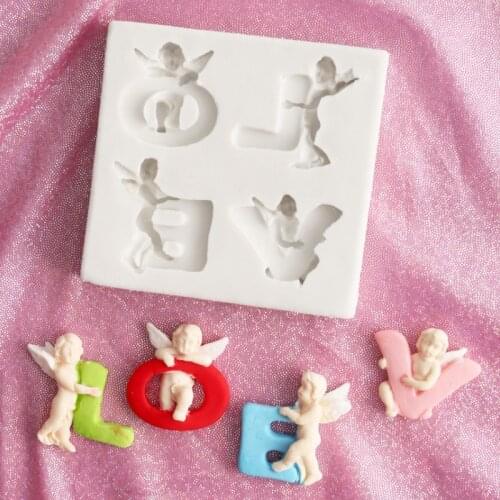 Angel LOVE Letters Silicone Mold Fondant Mould Cake Decorating Tools Chocolate Gumpaste Mold, Sugarcraft, Kitchen Accessories