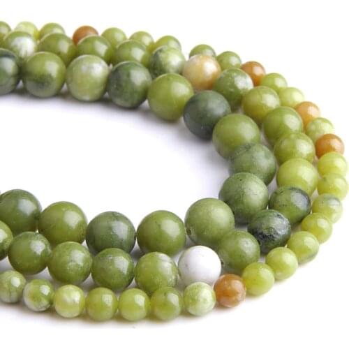 Natural green Russian jades smooth gem stone beads round loose spacer beads for jewelry making bracelet DIY 4-12mm handmade diy