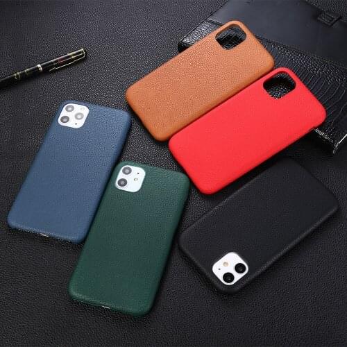 PU Lychee Pattern Leather Case For iPhone 11 12 Pro Max Mini X Xs Max Xr 7/8 Plus Back Cover For iPhone 11 Shockproof