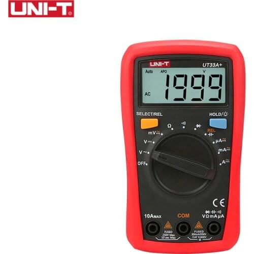 UNI-T UT33A+ Digital Multimeter Auto Range 600V 10A AC DC Voltage Current Resistance +2mF Capacitance Tester Backlight Display