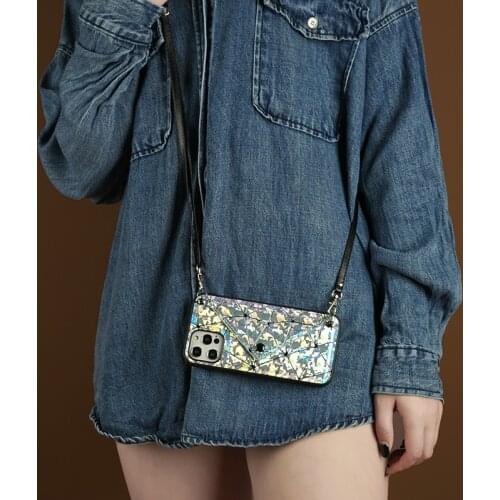 For iPhone 12mini 12 11 Pro Xs Max X XR 8 7 Crossbody messenger backpack phone case drop-proof card protective case with lanyard