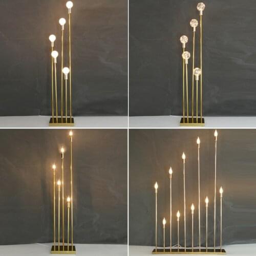 【NEW】10-head Golden Reed Lights Wedding Props Christmas Party Home Decoration Tall Electronic Candlestick