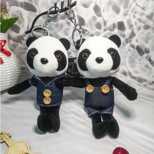Cool Creative cartoon cowboy panda Cute couple plush doll backpack car ornaments baby Soothing doll 18cm christmase wedding gift