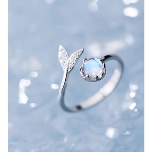 1PC Adjustable Crystal Mermaid Bubble Rings Women Girls Gift Jewelry Finger Ring retro anime ring mermaid accessories